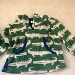 Pottery Barn Kids Green and White Alligator Post-Swim Pullover